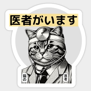 Manga-Style Cat Doctor - Whiskered Healer Sticker